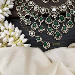 Vriksham Premium Green Tear Drop With AD Stone Statement Choker Neckpiece-G20522