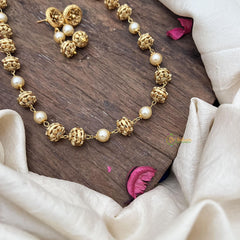 Gold Look Alike Beaded with Pearl Mala-G15025