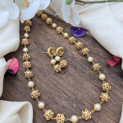 Gold Look Alike Beaded with Pearl Mala-G15025