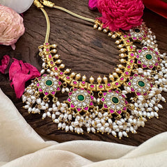 Elegant Jadau Kundan Floral Guttapusalu-Rice Pearl-J2325