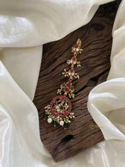 Precious Kundan Jadau Maang Tikka -Swan-Green Bead and Pearls - J2014