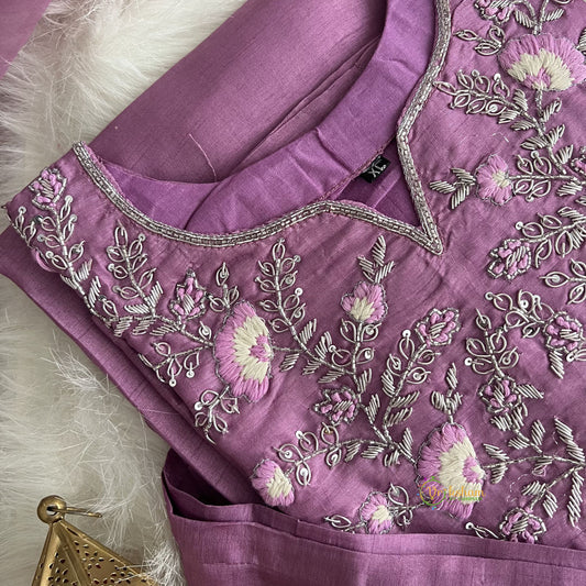 Lavender Stitched Suit Set - Dola Silk - VS3848