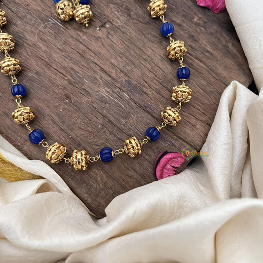 Gold Look Alike Beaded Mala-Blue-G15027