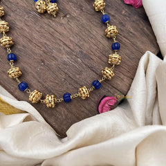 Gold Look Alike Beaded Mala-Blue-G15027