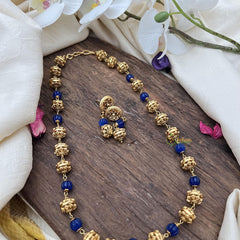 Gold Look Alike Beaded Mala-Blue-G15027