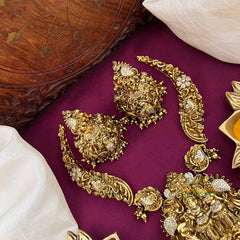 Radha Krishna AD Stone Pendant Hasli Necklace -Vriksham-G22522