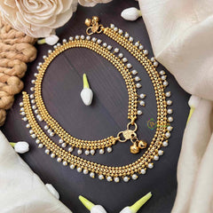 Vriksham Minimalists Golden Look Pearls Style Anklets-G21220