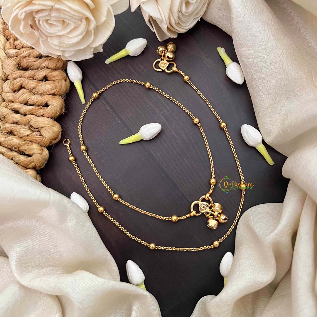 Vriksham Elegant Golden Ball Look Chain Anklets-G21221