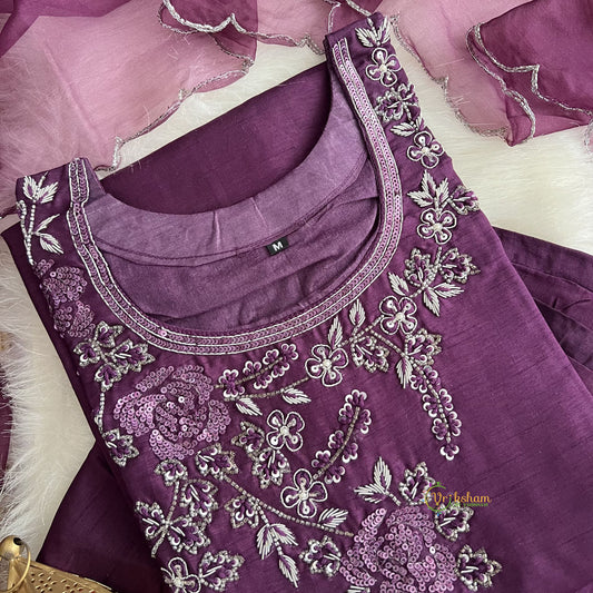 Violet Stitched Suit Set - Dola Silk - VS3840