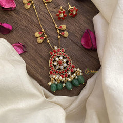 Vriksham Exclusive Coral Stone Pendant Chain-Green Bead-G15631