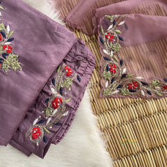 Lavender Stitched Suit Set - Dola Silk - VS3836