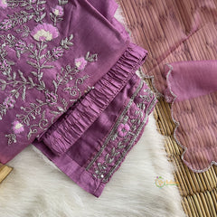Lavender Stitched Suit Set - Dola Silk - VS3853