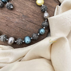 Elegant White Tone Alike Multicolor Pearl Mala-G15017