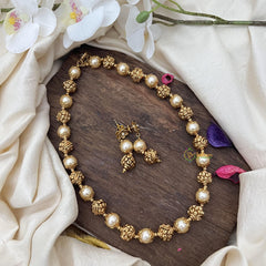Gold Look Alike Beaded Mala-Golden Pearl-G15010