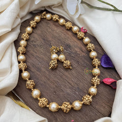 Gold Look Alike Beaded Mala-Golden Pearl-G15010
