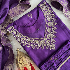 Purple Color Stitched Suit Set - Dola Silk - VS3850