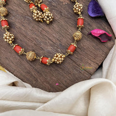 Simple Gold Alike Beaded with Coral Mala-G15049