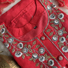 Gajari Color Stitched Suit Set - Dola Silk - VS3849