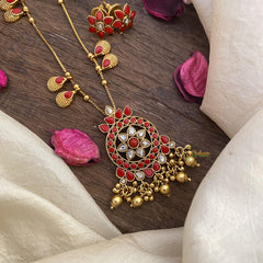 Vriksham Exclusive Coral Stone Pendant Chain-Golden Bead-G15630