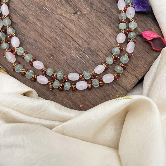 Layered Green and Pastel Pink Bead Maala-G15005