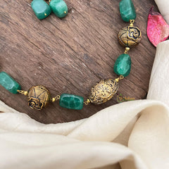 Antique Look Alike Green Stone Mala-G15023