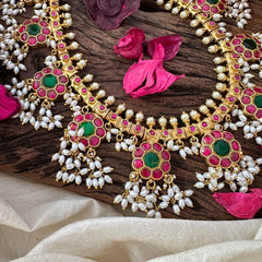 Traditional Jadau Kundan Floral Guttapusalu-Rice Pearl-J2331