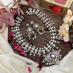 Premium White Victorian Diamond Long Neckpiece-VV1866