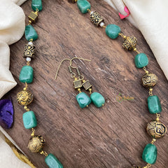 Antique Look Alike Green Stone Mala-G15023