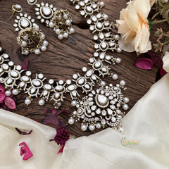 Premium White Victorian Diamond Long Neckpiece-VV1866