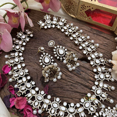 Premium White Victorian Diamond Long Neckpiece-VV1866