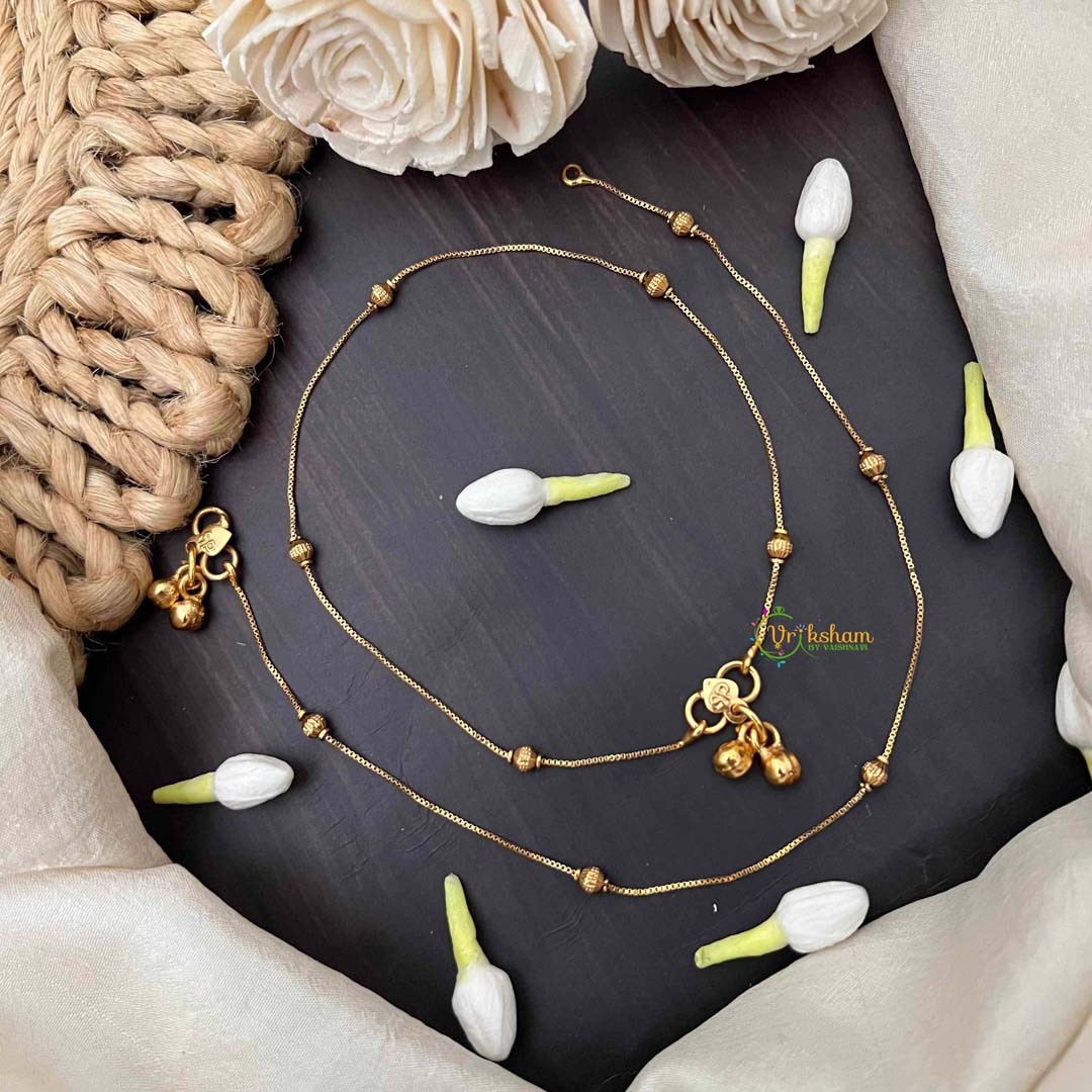 Vriksham Simple Golden Look Chain  Dot Style Anklets-G21223