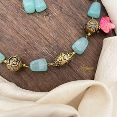 Antique Look Alike Aqua Green Stone Mala-G15022