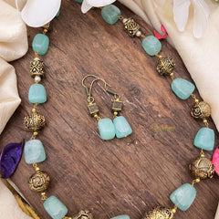 Antique Look Alike Aqua Green Stone Mala-G15022