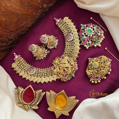 Lakshmi Kasu Coin Mala With Three Interchangeable Pendant Short Neckpiece-Vriksham-G22533