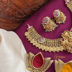 Lakshmi Kasu Coin Mala With Three Interchangeable Pendant Short Neckpiece-Vriksham-G22533