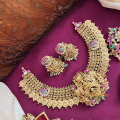 Lakshmi Kasu Coin Mala With Three Interchangeable Pendant Short Neckpiece-Vriksham-G22533