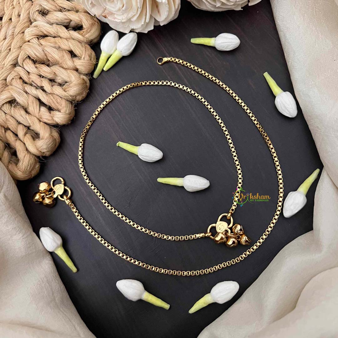 Vriksham Simple Dock Chain Golden Lightweight Daily Wear Gold Anklets-G21229