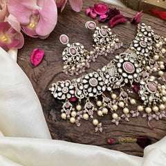 Unique Victorian Diamond Baby Pink Neckpiece-VV1873