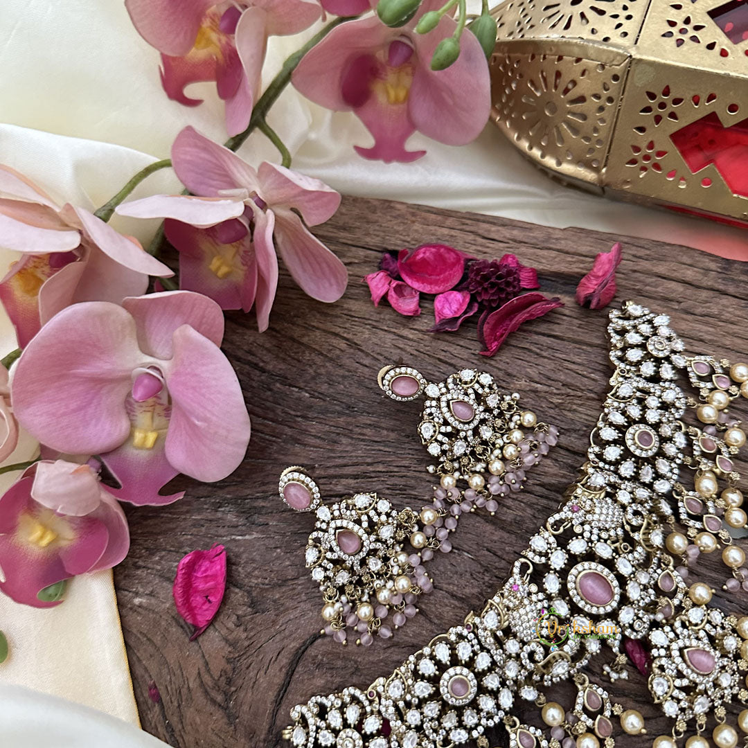 Unique Victorian Diamond Baby Pink Neckpiece-VV1873