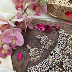 Unique Victorian Diamond Baby Pink Neckpiece-VV1873