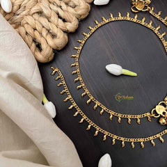 Vriksham Traditional Wavy Droplet Gold Anklets-G21230