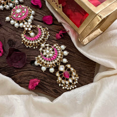 Exquisite Jadau Kundan Bridal Jada Billai-Pearl-J2314