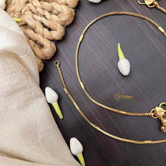 Vriksham Graceful Gold Chain Square Bar Anklet-G21231