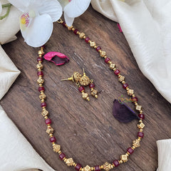 Golden Polish Beaded Mala-Maroon-G15031