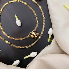 Vriksham Classic Double-Chain Gold Traditional Lightweight Daily Wear Anklets-G21227