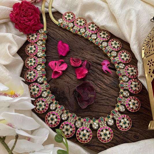 Elegant Floral Jadau Kundan Neckpiece-J2309