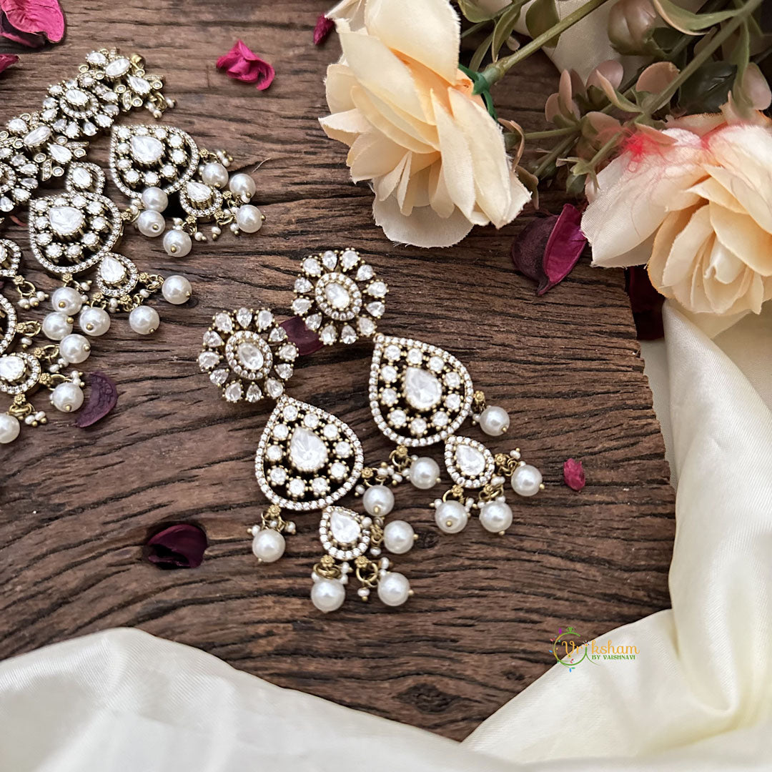 Stylish White Victorian Diamond Choker-Pearls-VV1859