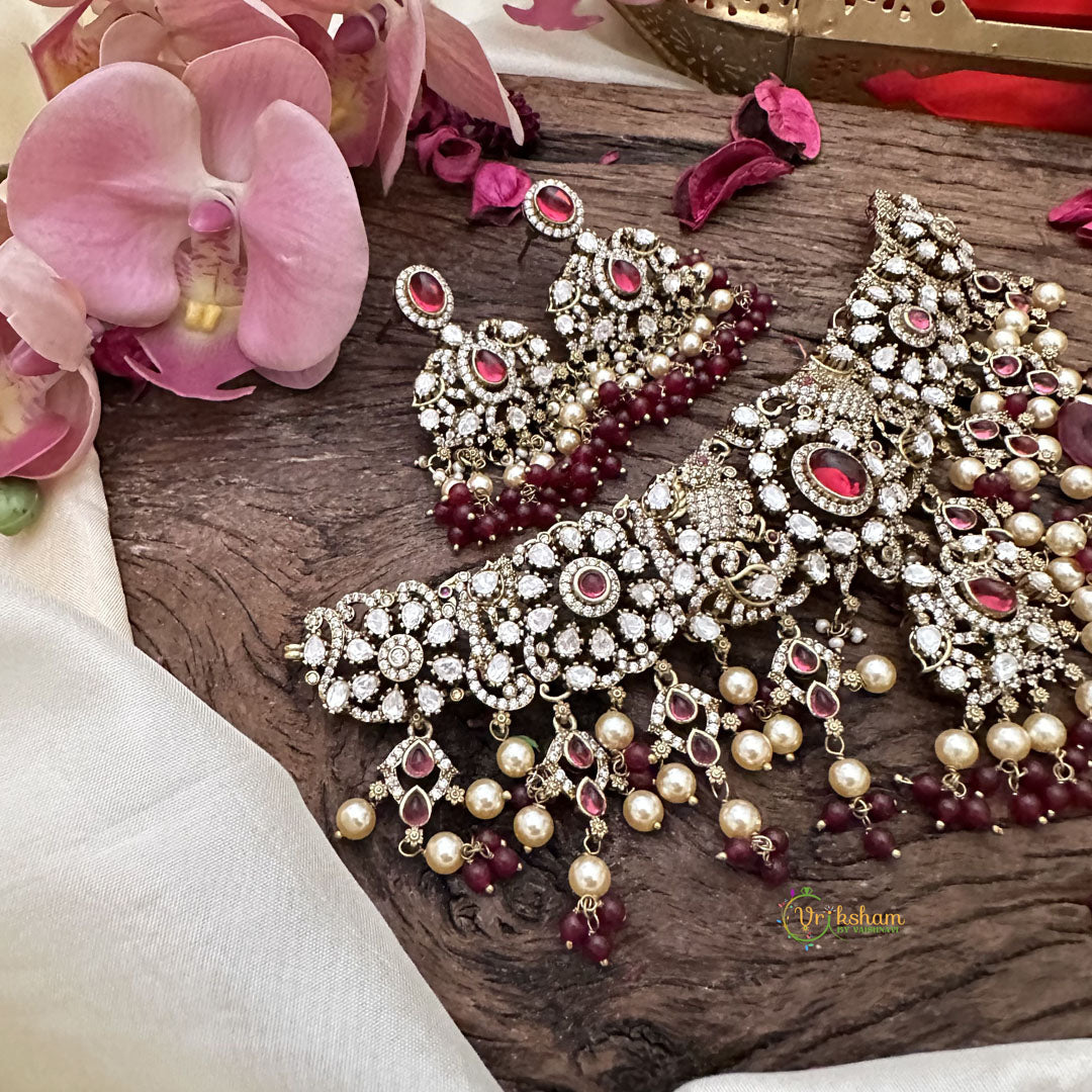 Unique Victorian Diamond Red Neckpiece-VV1872
