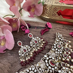 Unique Victorian Diamond Red Neckpiece-VV1872
