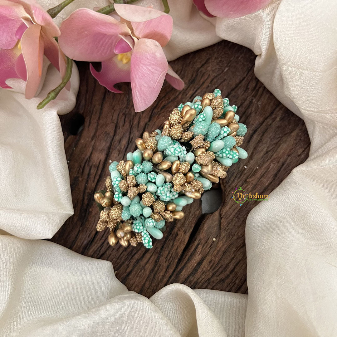 Vriksham Artificial Buds Gold Pollen Hair Pin-Pastel Green-HF-H1009